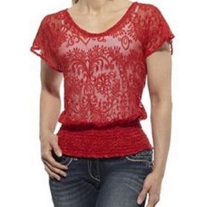 Ariat red lace top